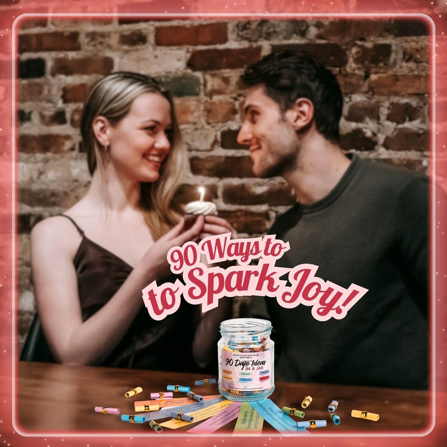 90 Date Ideas in a Jar Date Night Ideas Color Coded Date Ideas Budget-Friendly Date Jar Wedding/Anniversary/Bridal Shower/Newlyweds Gifts for Couples, Him, Her, Boyfriend, Girlfriend, Gag Gifts Funny