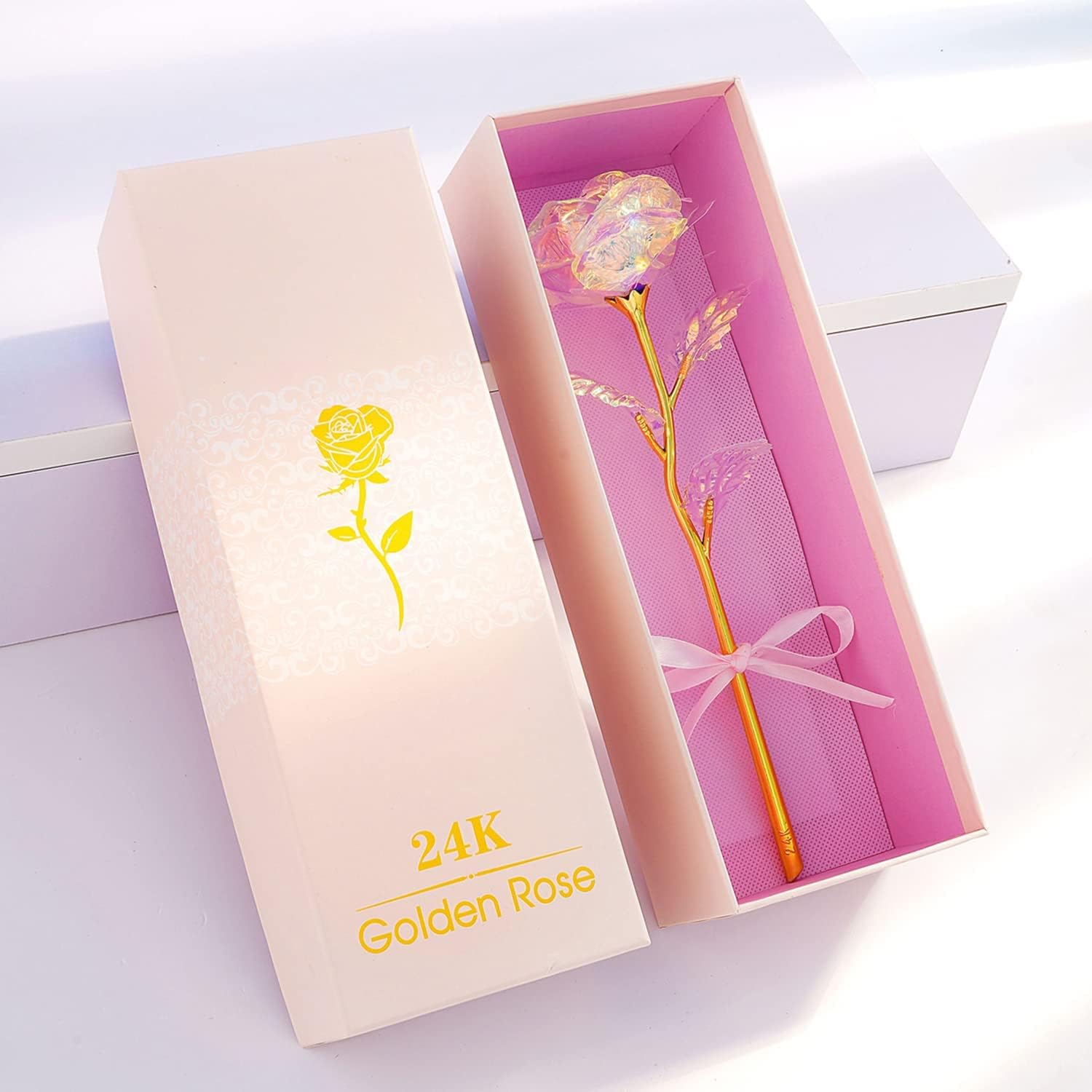 Birthday Gifts for Women Mom, Galaxy Glass Rose Forever Preserved Flowers Eternal Crystal Roses Christmas Rose Gifts for Grandma Wife Sister Her Friends, Colorful