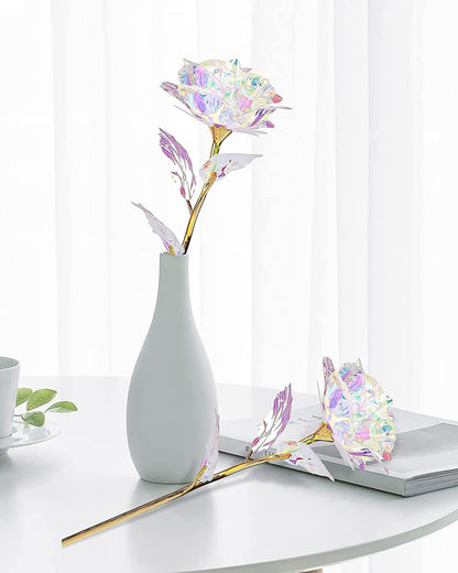 Birthday Gifts for Women Mom, Galaxy Glass Rose Forever Preserved Flowers Eternal Crystal Roses Christmas Rose Gifts for Grandma Wife Sister Her Friends, Colorful