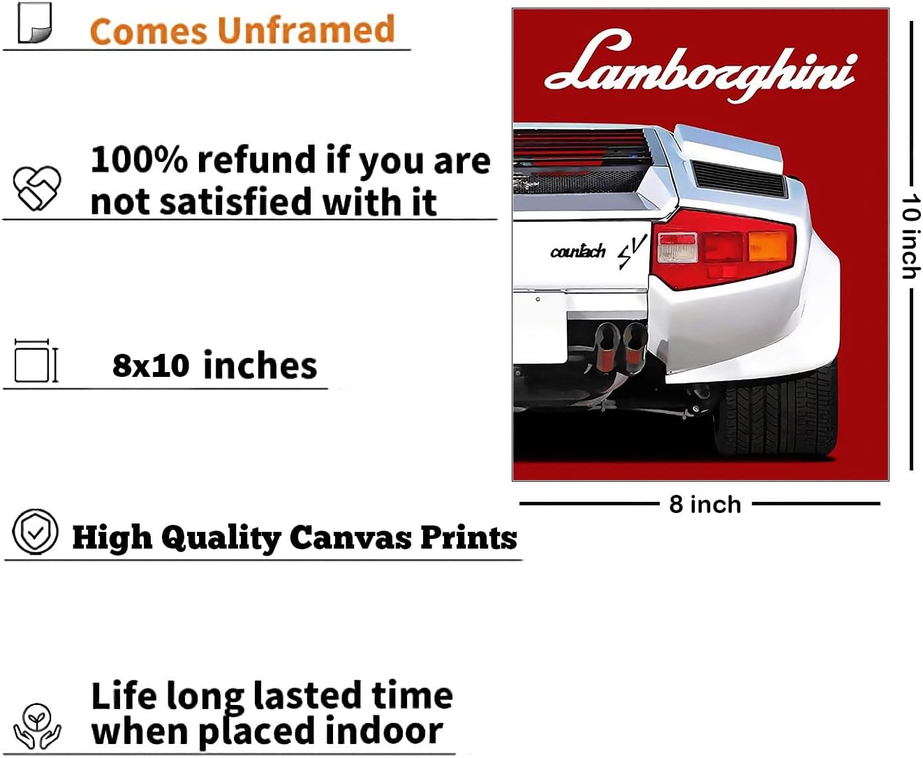 Modern Car Posters Classic Supercar Wall Art Prints, Cool Racing Ferrari Lamborghini Mclaren Pagani Canvas Posters for Man Cave Boys Room Wall Decor, Sports Car Art Prints, Set of 4 (8"X10" Unframed)