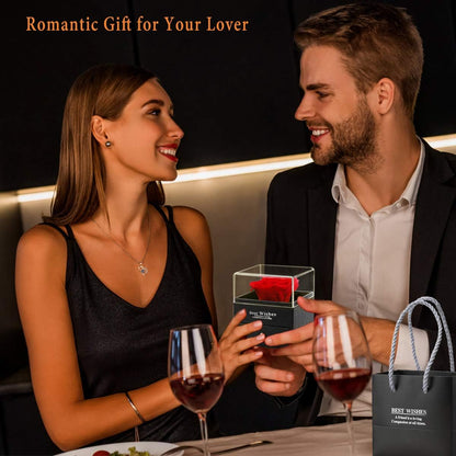 Elegant Gifts for Her: Preserved Real Rose with "I Love You" Necklace in 100 Languages - Perfect for Girlfriend, Wife, and Anniversary Celebrations