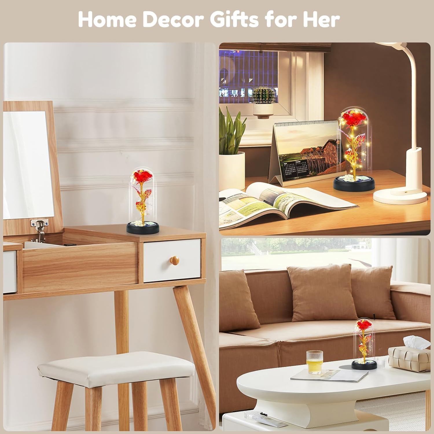 Elegant Glass Rose Flower - Ideal Gift for Women: Perfect for Birthdays, Anniversaries, Christmas, Valentine's Day, Mother's Day, and More. Suitable for Moms, Wives, Girlfriends, Grandmothers, Sisters, Teachers, and Friends. Available for Prime Delivery.