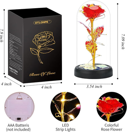Elegant Glass Rose Flower - Ideal Gift for Women: Perfect for Birthdays, Anniversaries, Christmas, Valentine's Day, Mother's Day, and More. Suitable for Moms, Wives, Girlfriends, Grandmothers, Sisters, Teachers, and Friends. Available for Prime Delivery.