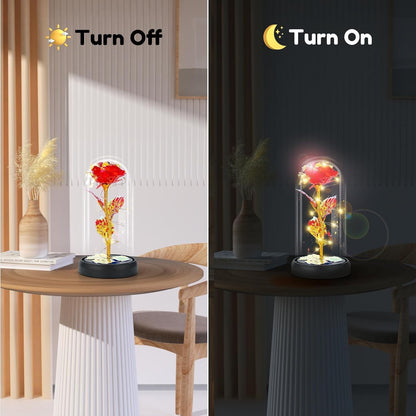 Elegant Glass Rose Flower - Ideal Gift for Women: Perfect for Birthdays, Anniversaries, Christmas, Valentine's Day, Mother's Day, and More. Suitable for Moms, Wives, Girlfriends, Grandmothers, Sisters, Teachers, and Friends. Available for Prime Delivery.