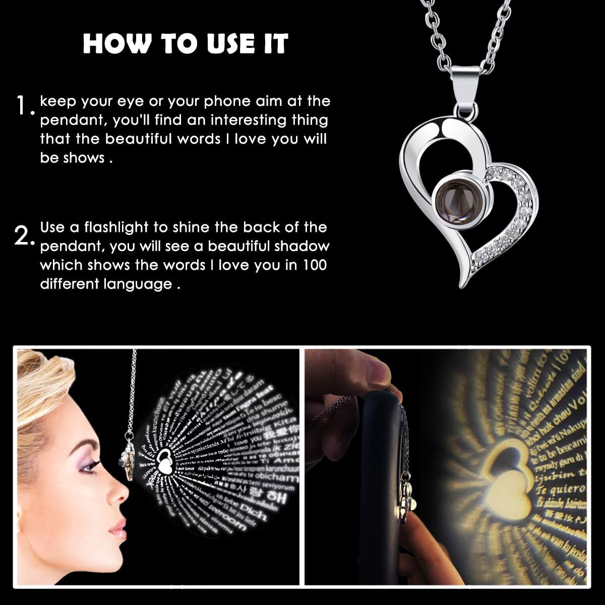 Elegant Gifts for Her: Preserved Real Rose with "I Love You" Necklace in 100 Languages - Perfect for Girlfriend, Wife, and Anniversary Celebrations