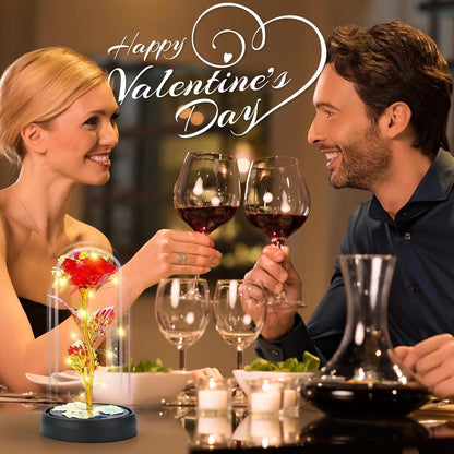 Elegant Glass Rose Flower - Ideal Gift for Women: Perfect for Birthdays, Anniversaries, Christmas, Valentine's Day, Mother's Day, and More. Suitable for Moms, Wives, Girlfriends, Grandmothers, Sisters, Teachers, and Friends. Available for Prime Delivery.