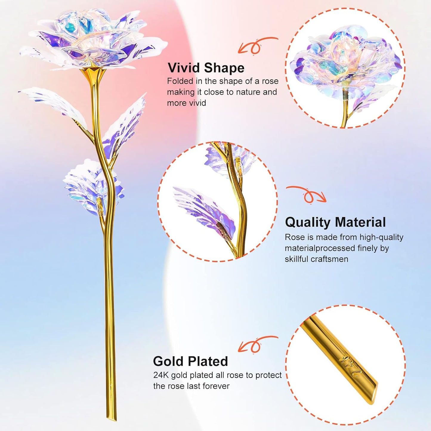 Birthday Gifts for Women Mom, Galaxy Glass Rose Forever Preserved Flowers Eternal Crystal Roses Christmas Rose Gifts for Grandma Wife Sister Her Friends, Colorful