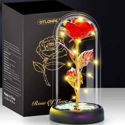 Elegant Glass Rose Flower - Ideal Gift for Women: Perfect for Birthdays, Anniversaries, Christmas, Valentine's Day, Mother's Day, and More. Suitable for Moms, Wives, Girlfriends, Grandmothers, Sisters, Teachers, and Friends. Available for Prime Delivery.