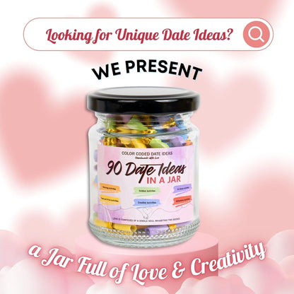 90 Date Ideas in a Jar Date Night Ideas Color Coded Date Ideas Budget-Friendly Date Jar Wedding/Anniversary/Bridal Shower/Newlyweds Gifts for Couples, Him, Her, Boyfriend, Girlfriend, Gag Gifts Funny