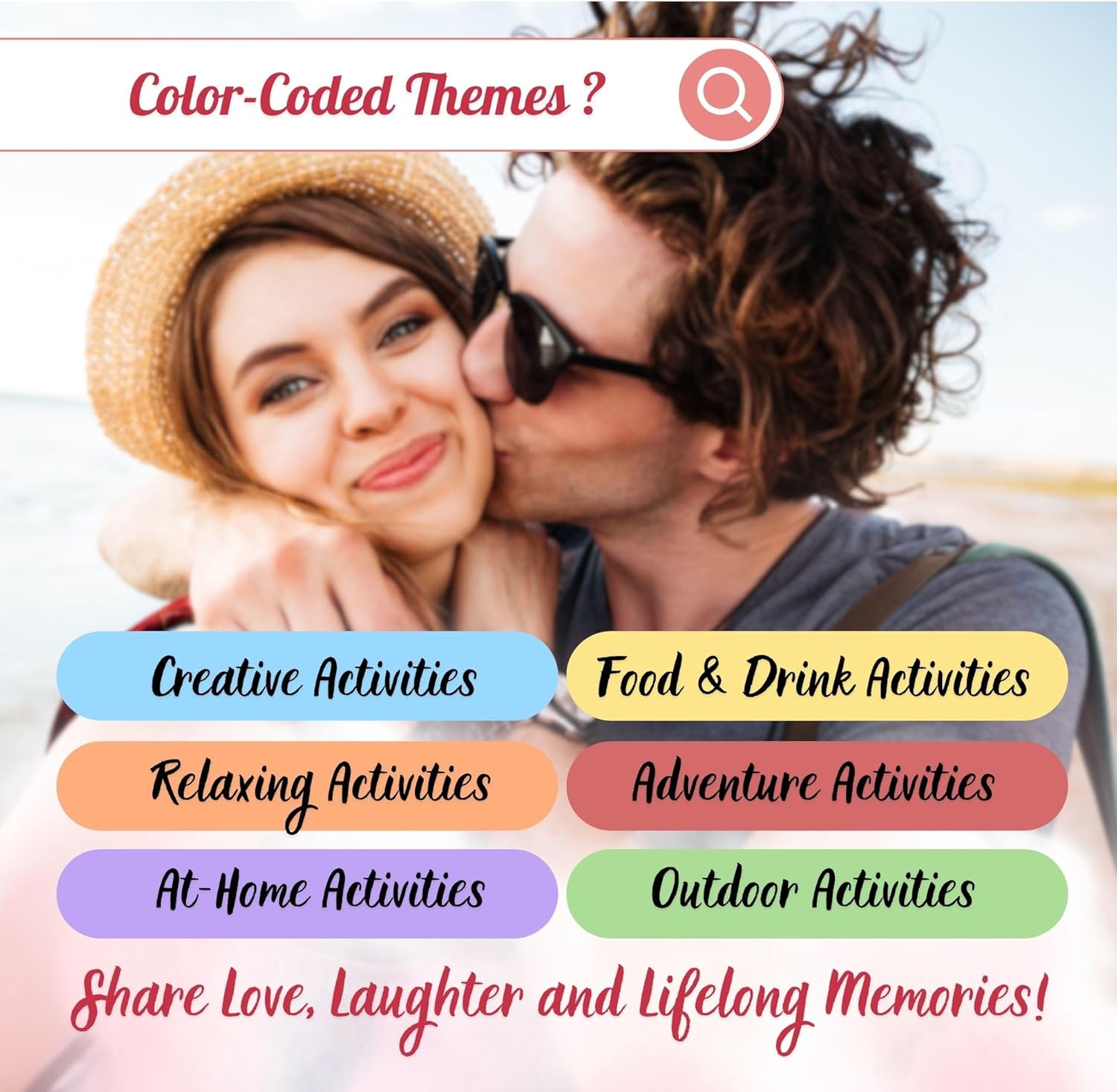 90 Date Ideas in a Jar Date Night Ideas Color Coded Date Ideas Budget-Friendly Date Jar Wedding/Anniversary/Bridal Shower/Newlyweds Gifts for Couples, Him, Her, Boyfriend, Girlfriend, Gag Gifts Funny