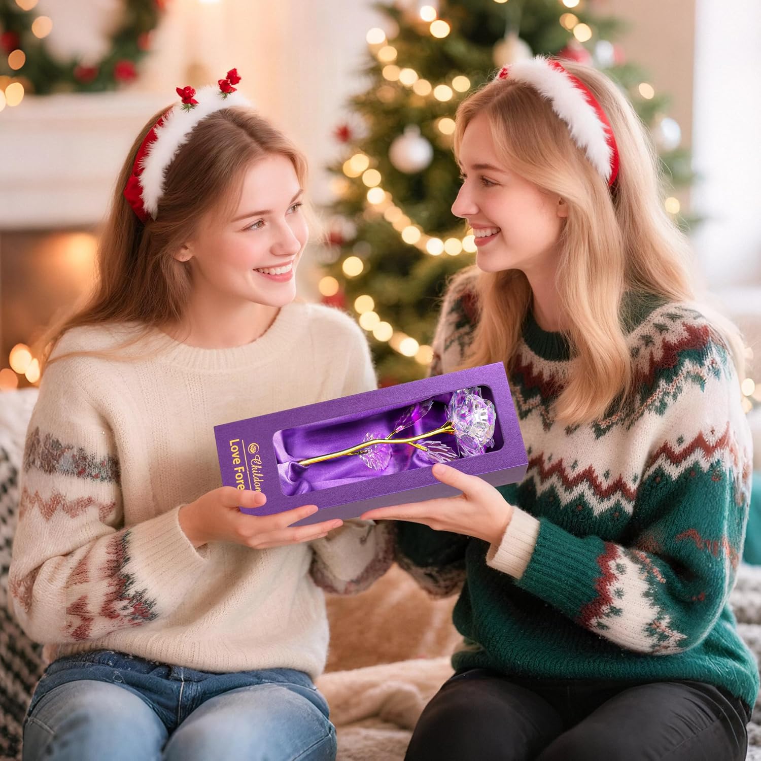 Birthday Gifts for Women,Christmas Rose Gifts for Her Mom,Rainbow Rose Present for Her,Sweet Artificial Flower for Wife,Grandma,Women,Christmas,Birthday,Anniversary,Valentines,Mothers Day