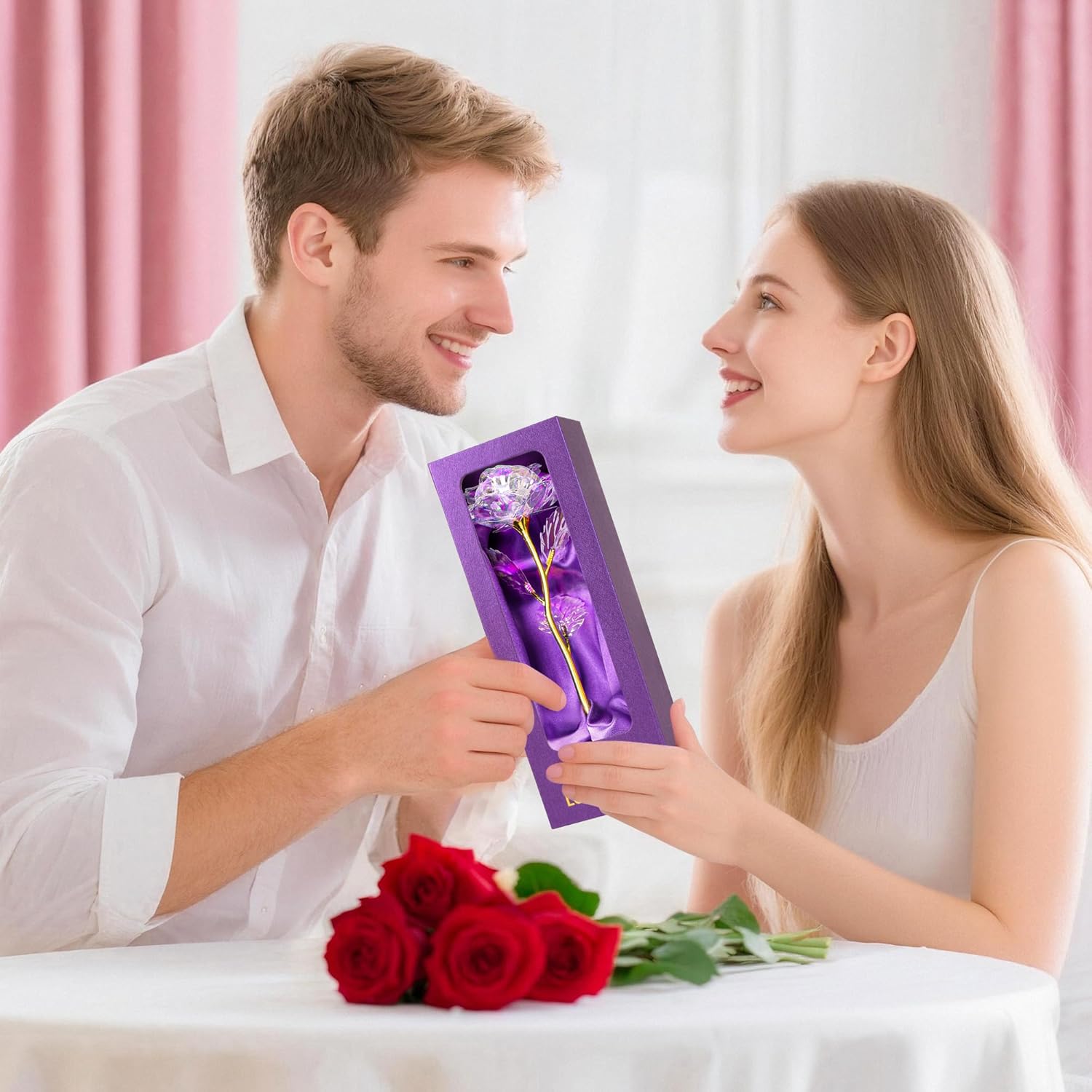 Birthday Gifts for Women,Christmas Rose Gifts for Her Mom,Rainbow Rose Present for Her,Sweet Artificial Flower for Wife,Grandma,Women,Christmas,Birthday,Anniversary,Valentines,Mothers Day