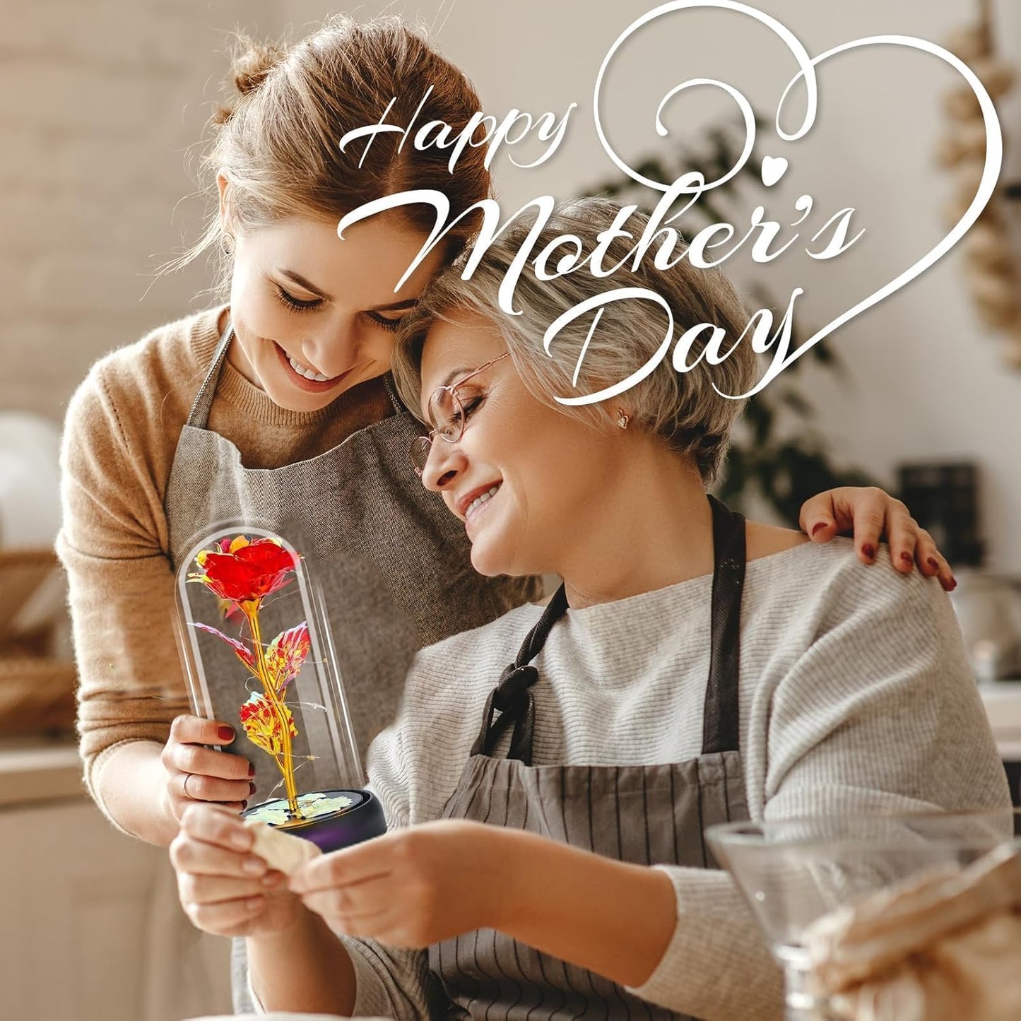 Elegant Glass Rose Flower - Ideal Gift for Women: Perfect for Birthdays, Anniversaries, Christmas, Valentine's Day, Mother's Day, and More. Suitable for Moms, Wives, Girlfriends, Grandmothers, Sisters, Teachers, and Friends. Available for Prime Delivery.