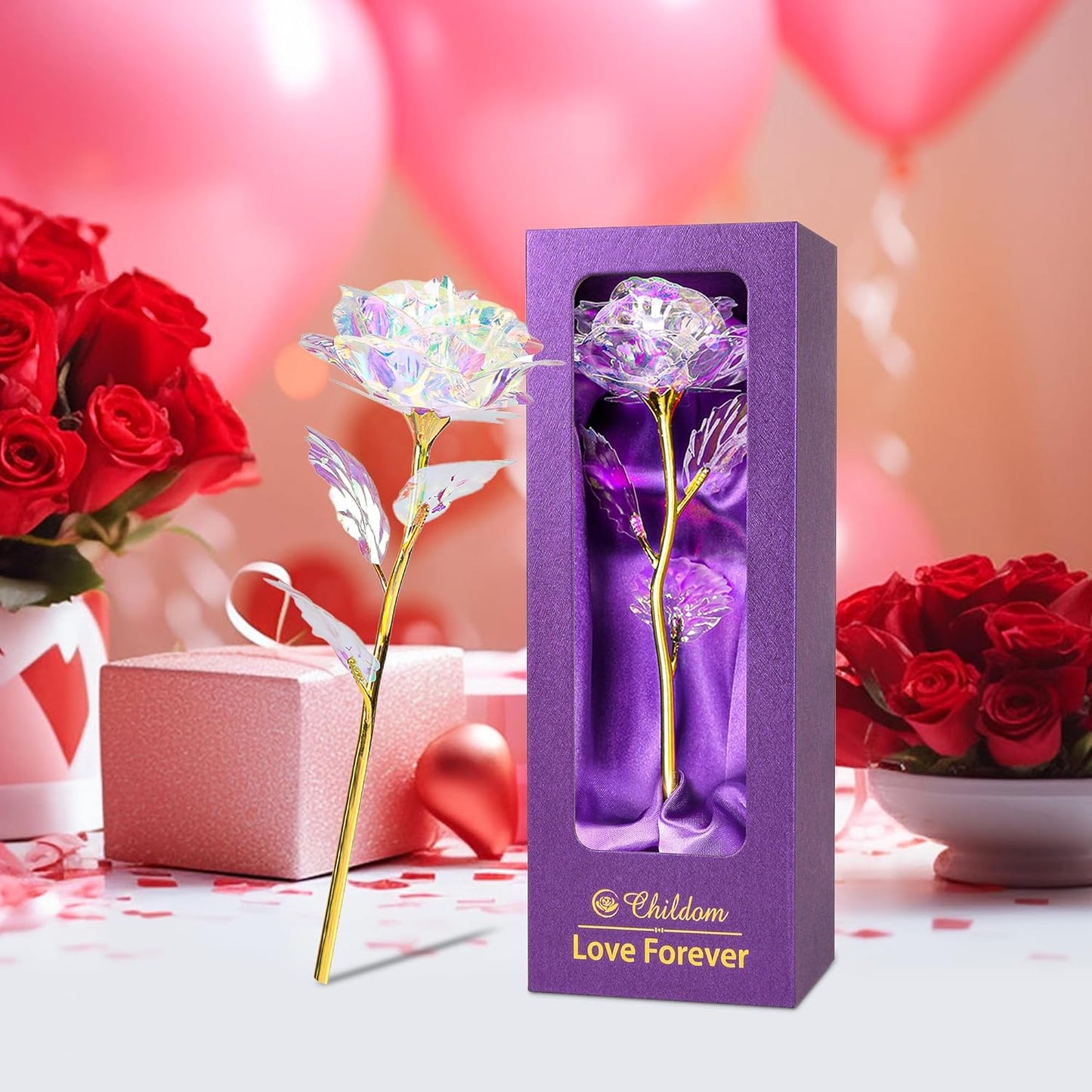 Birthday Gifts for Women,Christmas Rose Gifts for Her Mom,Rainbow Rose Present for Her,Sweet Artificial Flower for Wife,Grandma,Women,Christmas,Birthday,Anniversary,Valentines,Mothers Day