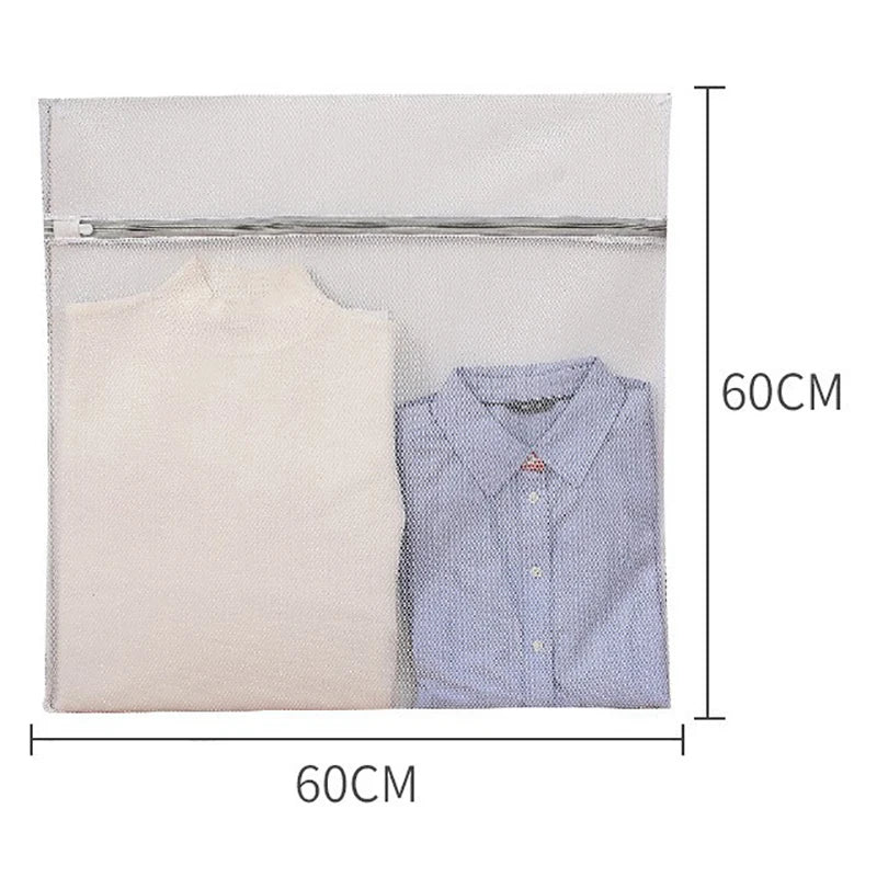 White Durable Large Washing Laundry Bag Mesh Organizer Net Dirty Bra Socks Underwear Shoe Storag Wash Machine Cover Clothes