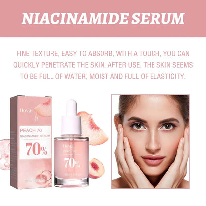 Peach 70% Niacinamide Facial Serum Fade Melanin Moisturzing Shrink Pores Smooth Brightening Skin Care Dark Spot Remover Serum