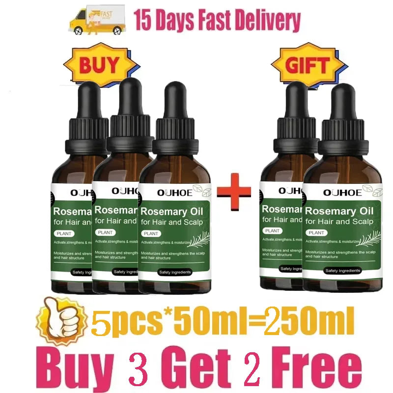 Rosemary Hair Growth Oil anti Hairs Loss Treatment Mint Hair Strengthening Oil Nourishing Roots Regrowth Hair for Men Women 50Ml