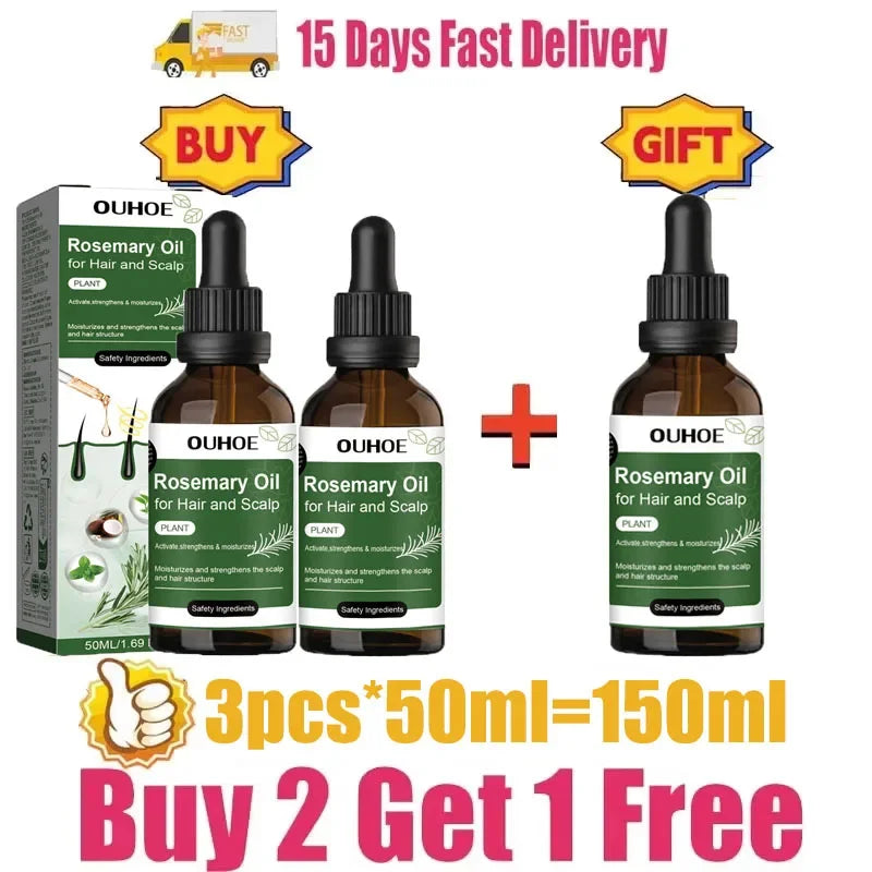 Rosemary Hair Growth Oil anti Hairs Loss Treatment Mint Hair Strengthening Oil Nourishing Roots Regrowth Hair for Men Women 50Ml